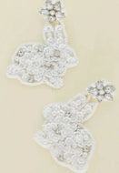 Easter Floral Rabbit Beaded Sequin Earrings - Image #1