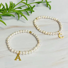 Load image into Gallery viewer, Freshwater Pearl Initial Charm Bracelet - Image #4
