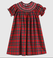 Preorder ETA 8/15-9/15-Red Christmas Plaid Smocked Bishop Dress - Image #1