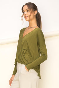 Enticing Endeavors Long Sleeve Surplice Top