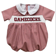 Load image into Gallery viewer, South Carolina Gamecocks Smocked Maroon Gingham Boys Bubble - Image #1
