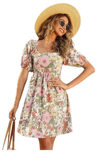 Floral Dress with Tie Detail - Image #1