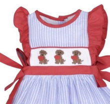 Load image into Gallery viewer, Dogs Hand Smocked Girl Dress - Image #2
