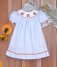 Load image into Gallery viewer, Pumpkin Carts Hand Smocked Little Girl Dress - Image #1
