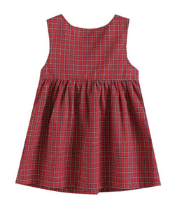 Red Plaid Santa Bow Sleeveless Babydoll Dress - Image #2