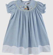 Preorder 8/15-9/15-Light Blue Nativity Smocked Bishop - Image #1