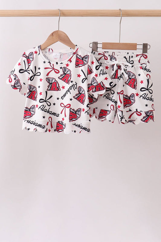 Alabama scalloped shorts set - Abbies Place