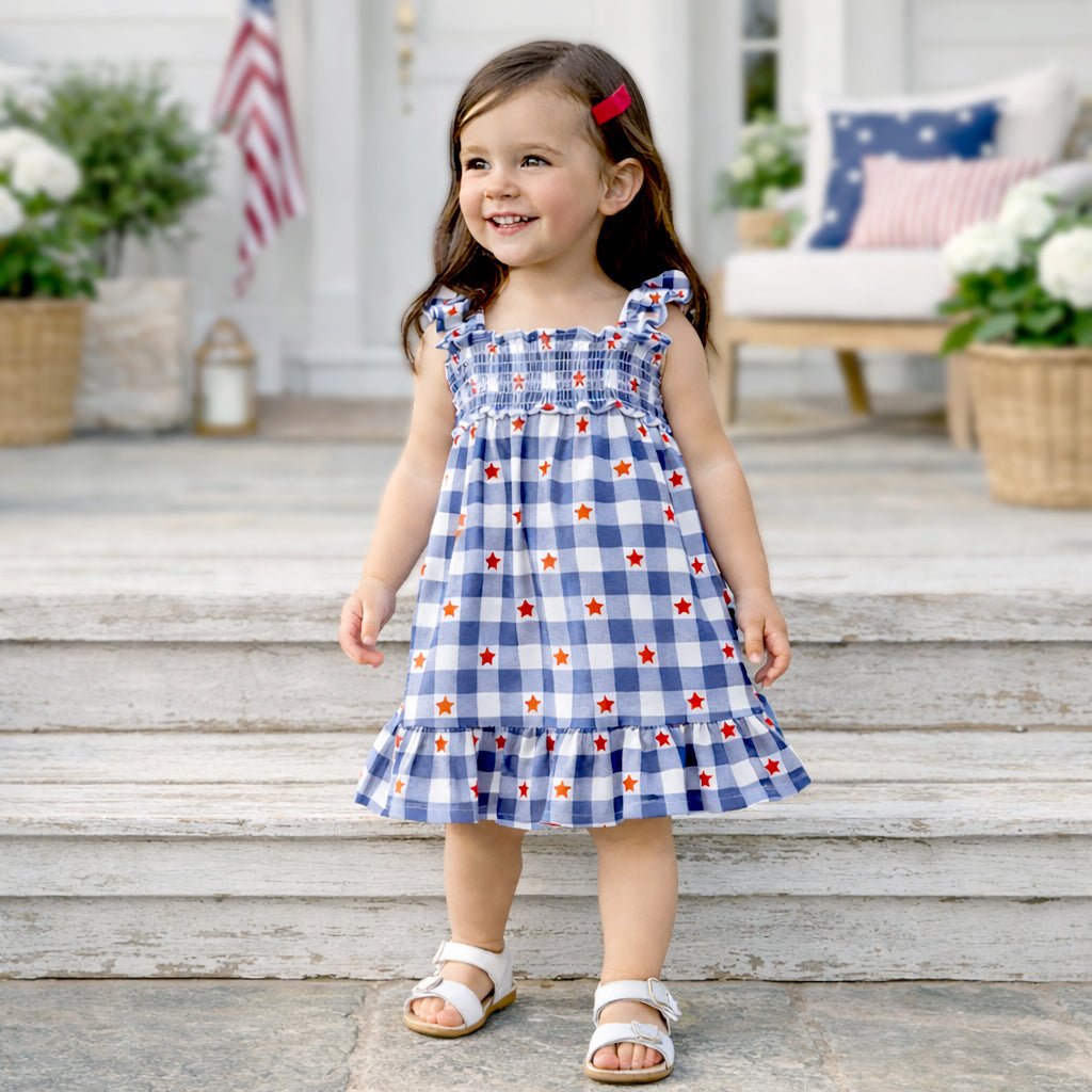 Americana Bamboo Smocked Dress - 4th of July - Abbies Place