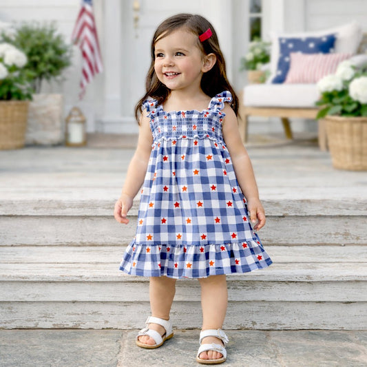Americana Bamboo Smocked Dress - 4th of July - Abbies Place