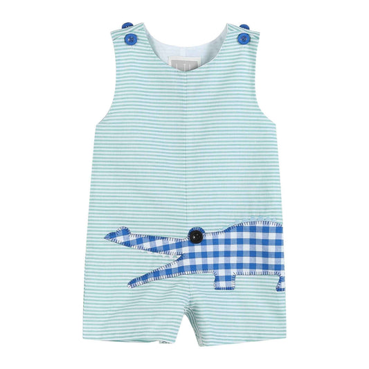 Aqua Striped Gator Shortall - Abbies Place