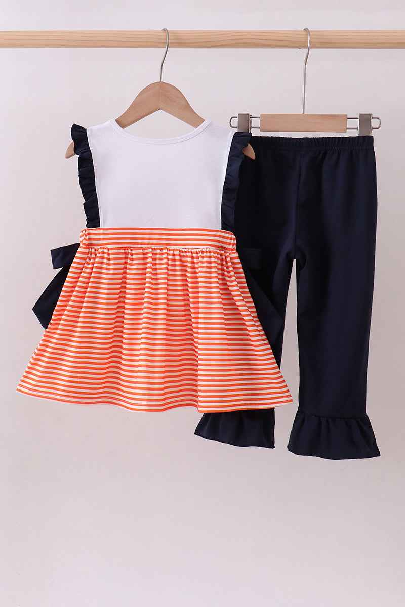 Auburn embroidery ruffle stripe pants set - Abbies Place