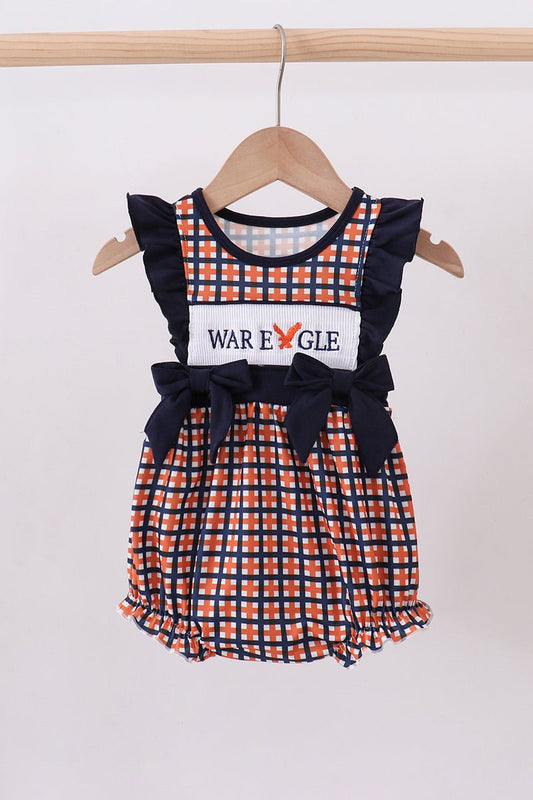 Auburn war eagle smocked ruffle bubble - Abbies Place
