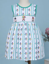 Load image into Gallery viewer, Mardi gras printed hand smocked dress - Image #1
