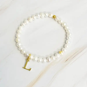 Freshwater Pearl Initial Charm Bracelet - Image #15