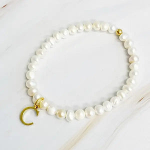 Freshwater Pearl Initial Charm Bracelet - Image #8