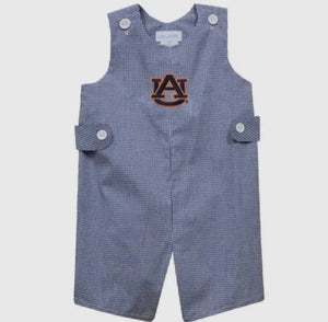 ETA 6/18-Auburn Tigers Embroidered Navy Gingham Boys Jon Jon - Image #1