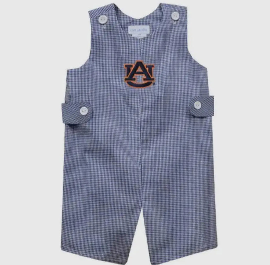 ETA 6/18-Auburn Tigers Embroidered Navy Gingham Boys Jon Jon - Image #1