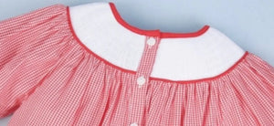 Christmas Deer Smocked Long Gingham Baby Bubble - Image #5