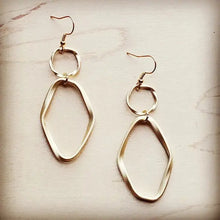 Load image into Gallery viewer, Matte Gold Hoop Earrings with Oval Hoop Dangle - Image #1
