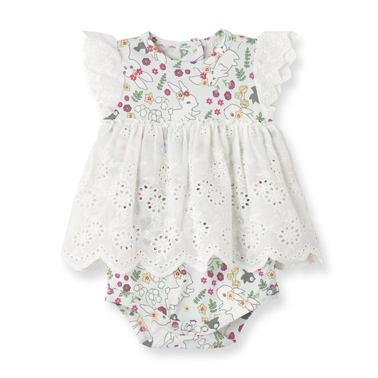 Baby Girl's Cottontail Garden Bamboo Skirted Easter Bodysuit - Abbies Place