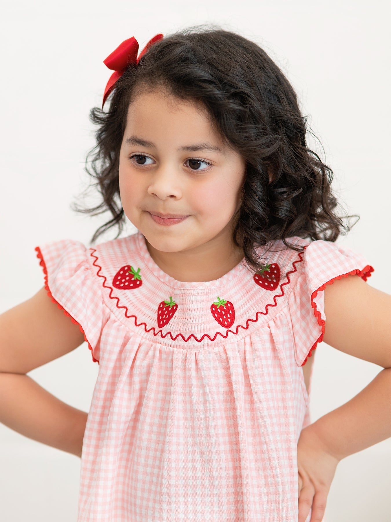 Baby Girls Strawberry Embroidered Plaid Smocked Dress - Abbies Place