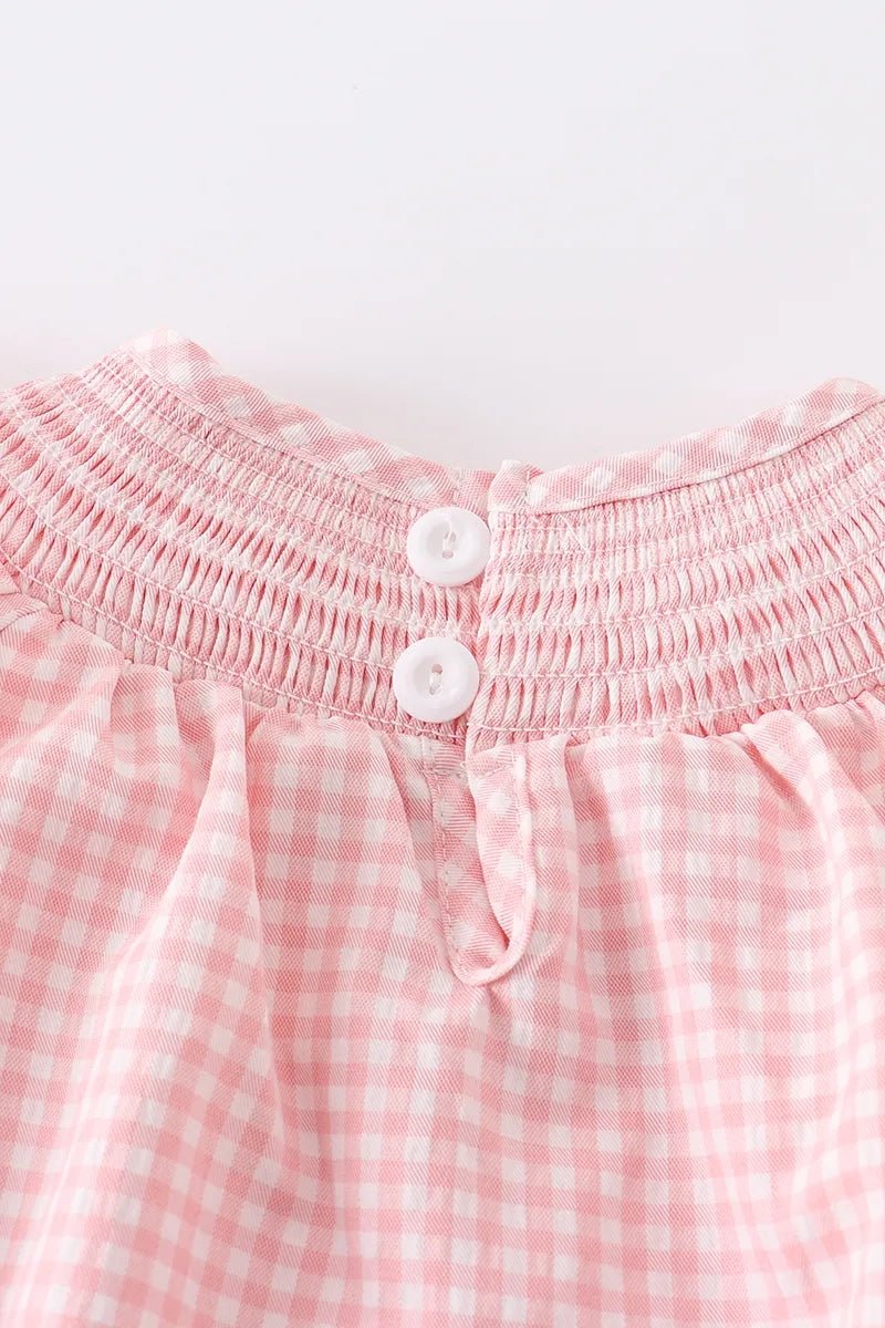 Baby Girls Strawberry Plaid Smocked Romper - Abbies Place