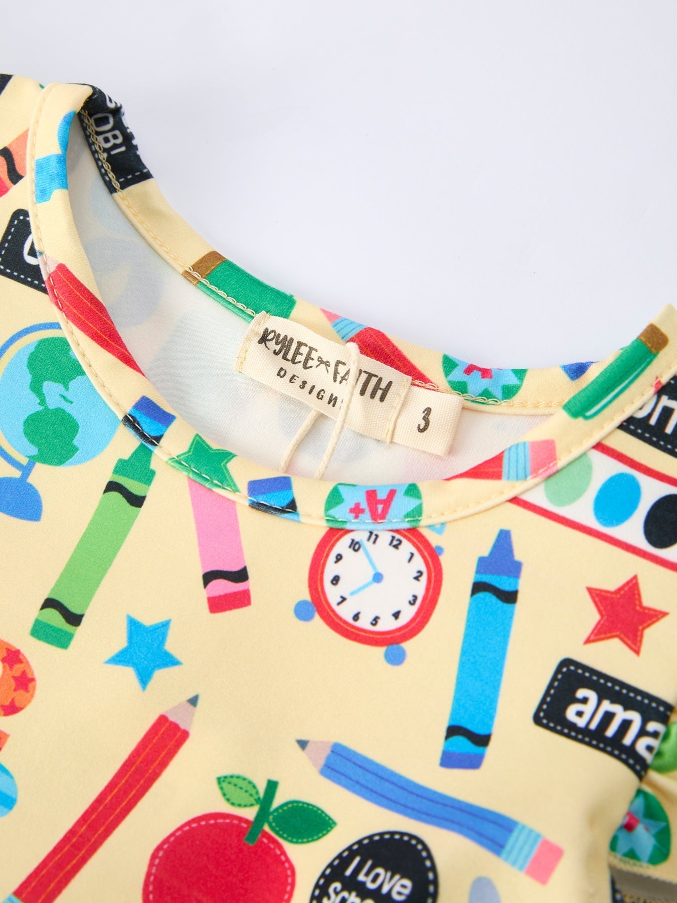 Back to School Alphabet Number Girls Dress Ruffle Sleeve - Abbies Place