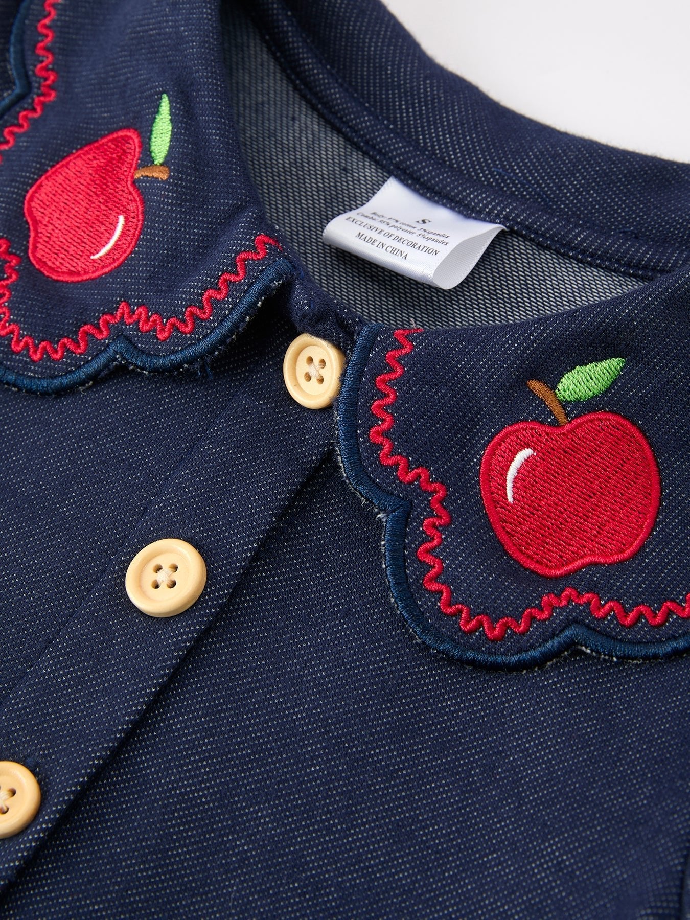 Back to School Apple Applique Girls Dress Petals Collar - Abbies Place