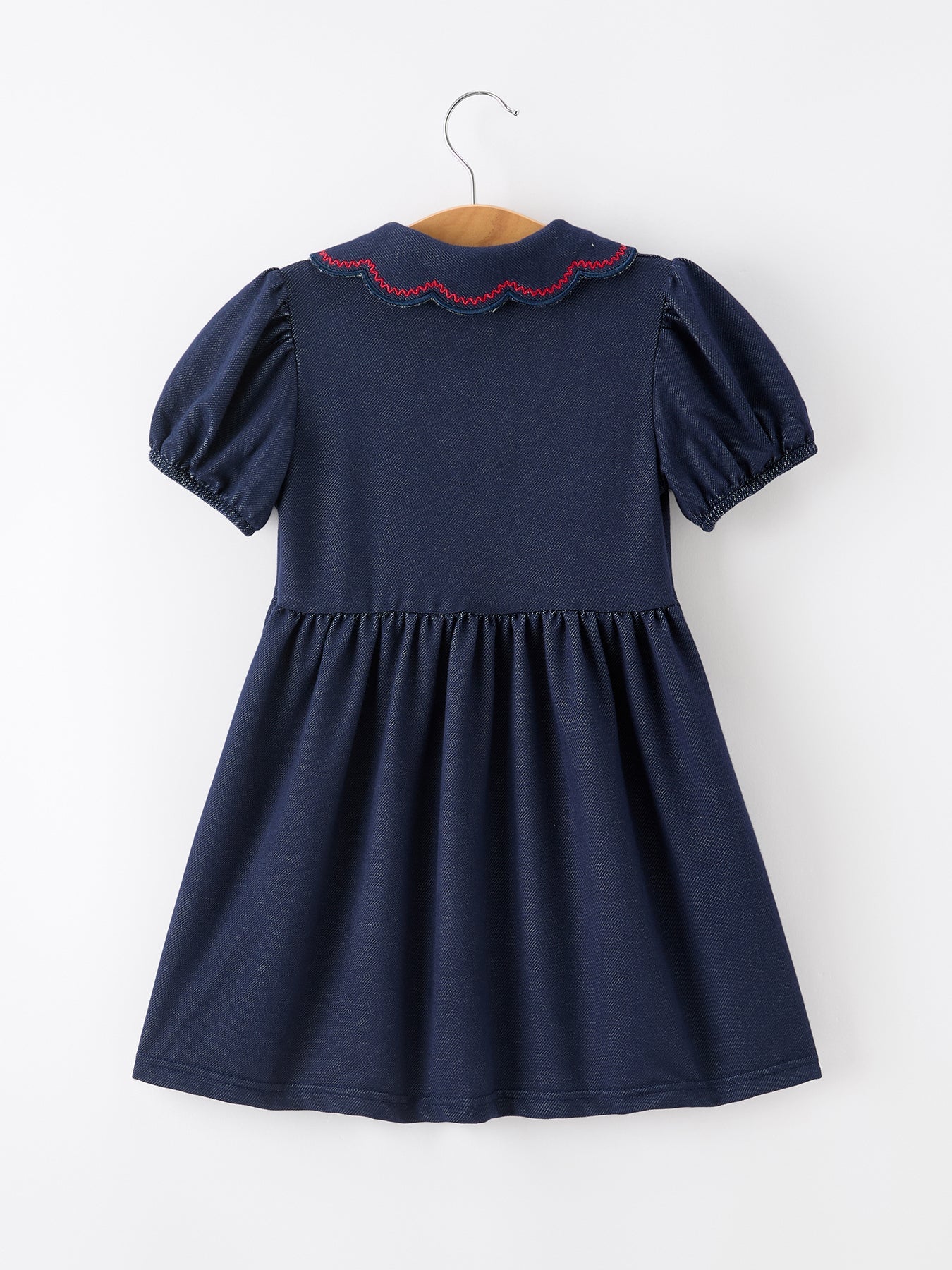 Back to School Apple Applique Girls Dress Petals Collar - Abbies Place