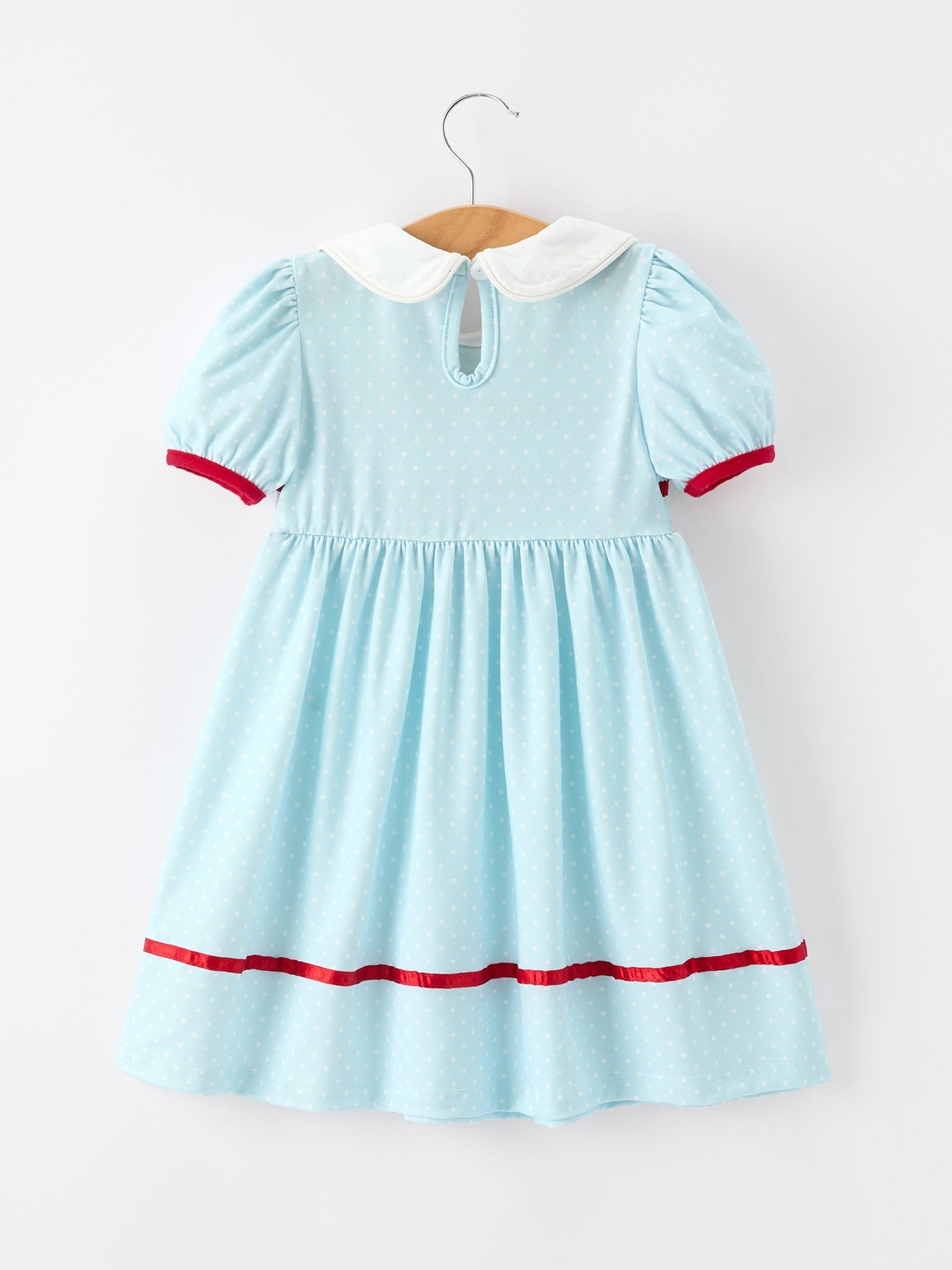 Back to School Apple Applique Girls Dress Petals Collar Bow - Abbies Place