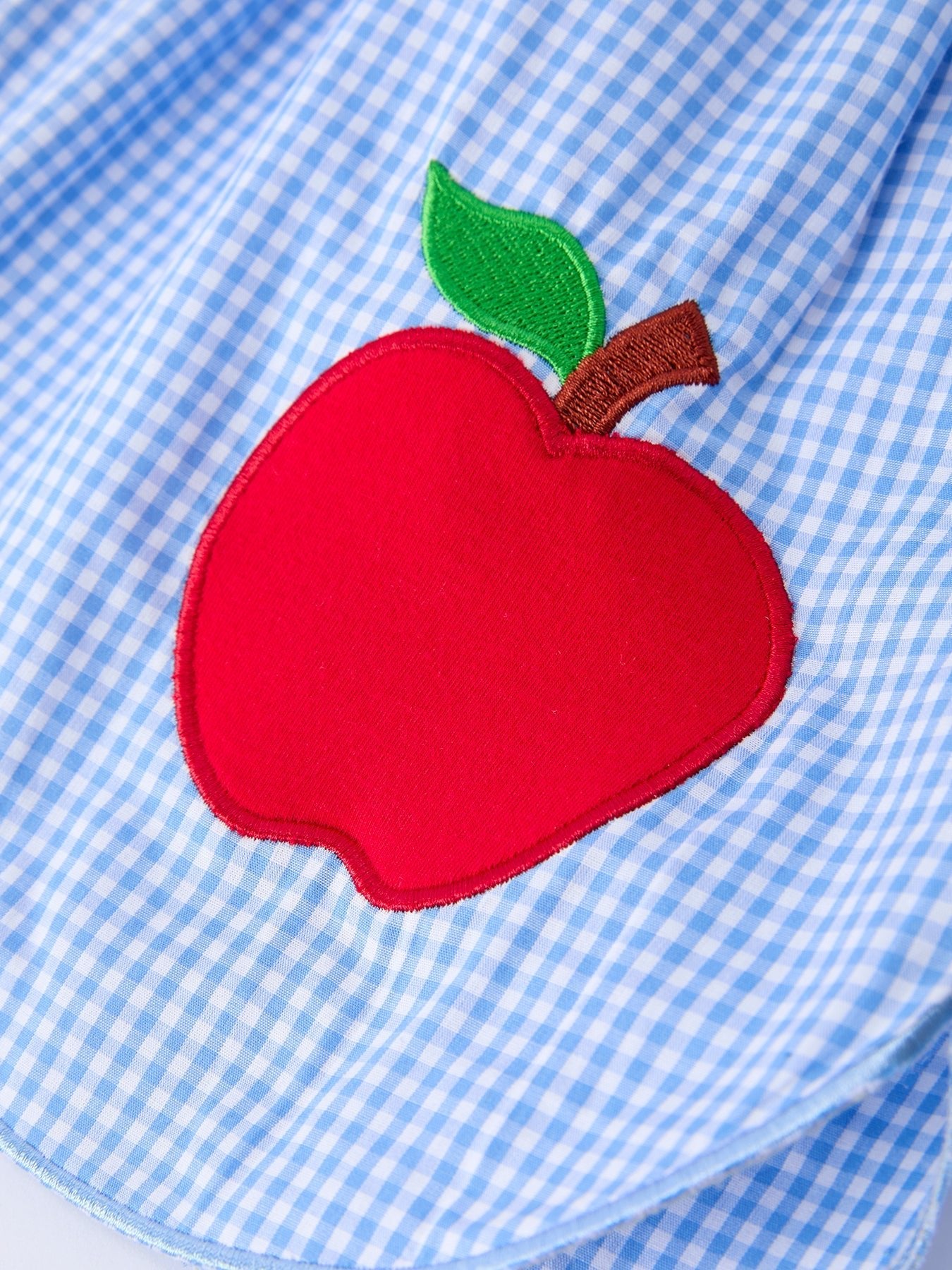 Back To School Apple Applique Plaid Girls Dress Smocked - Abbies Place