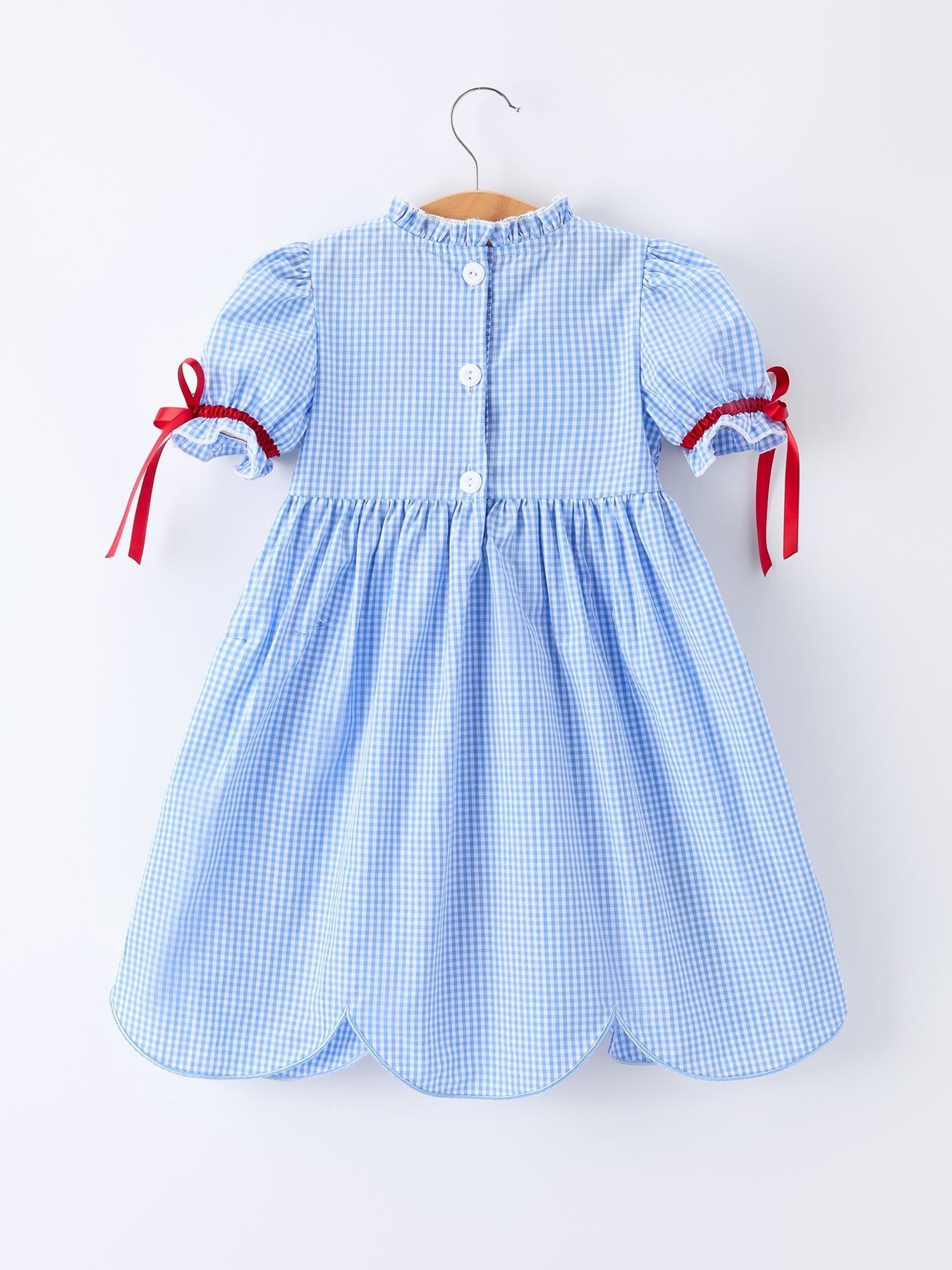Back To School Apple Applique Plaid Girls Dress Smocked - Abbies Place