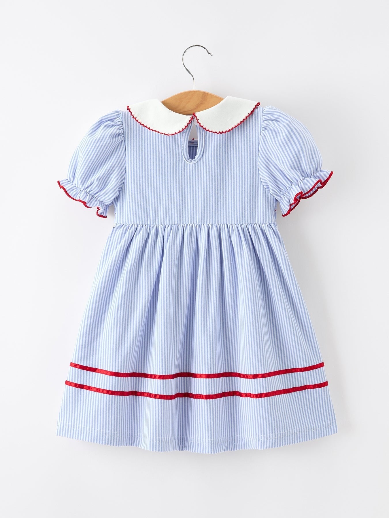 Back to School Apple Chenille Girls Dress Petals Collar - Abbies Place