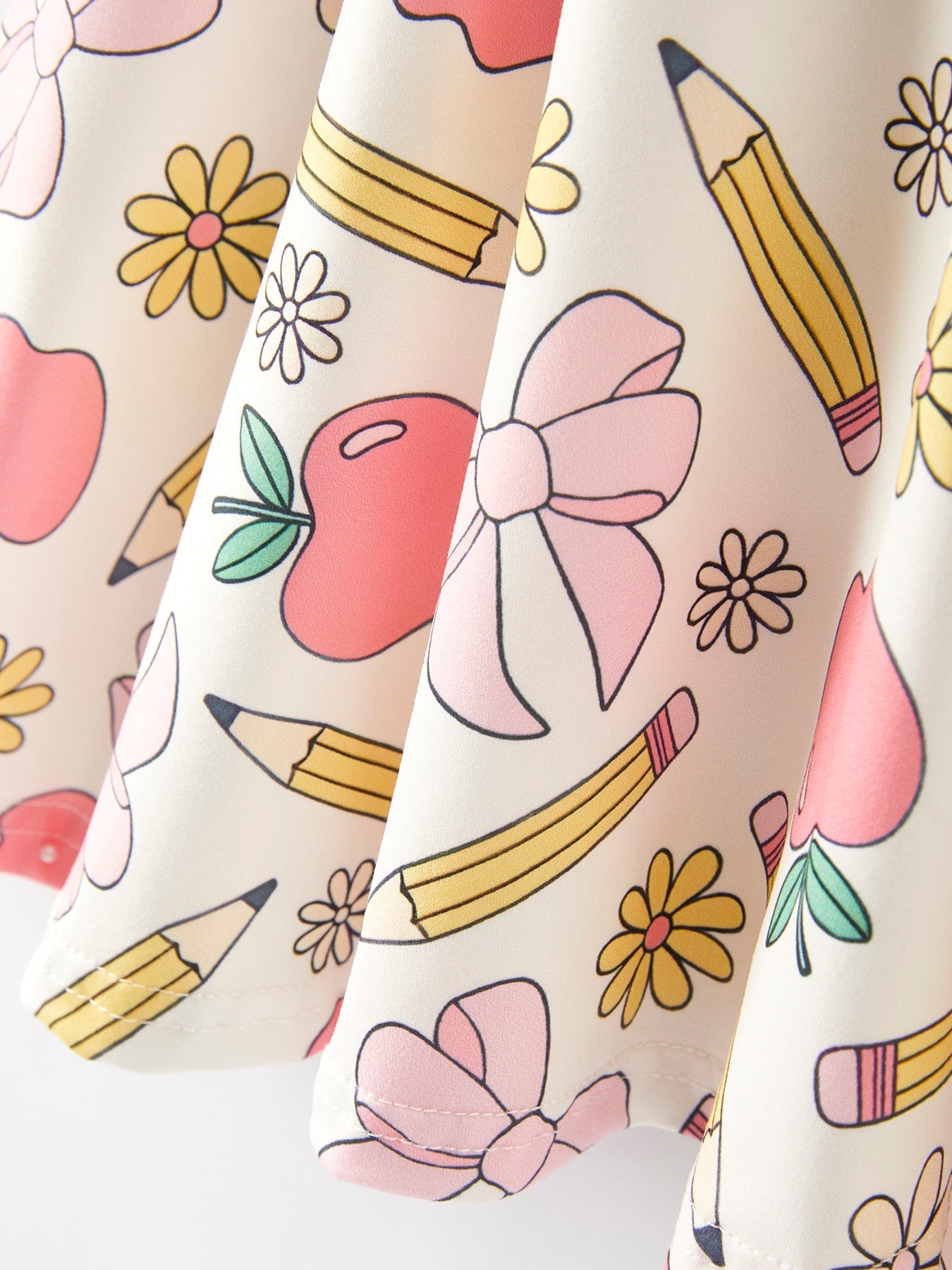 Back to School Apple, Pencil, and Floral Print Girls Dress - Abbies Place