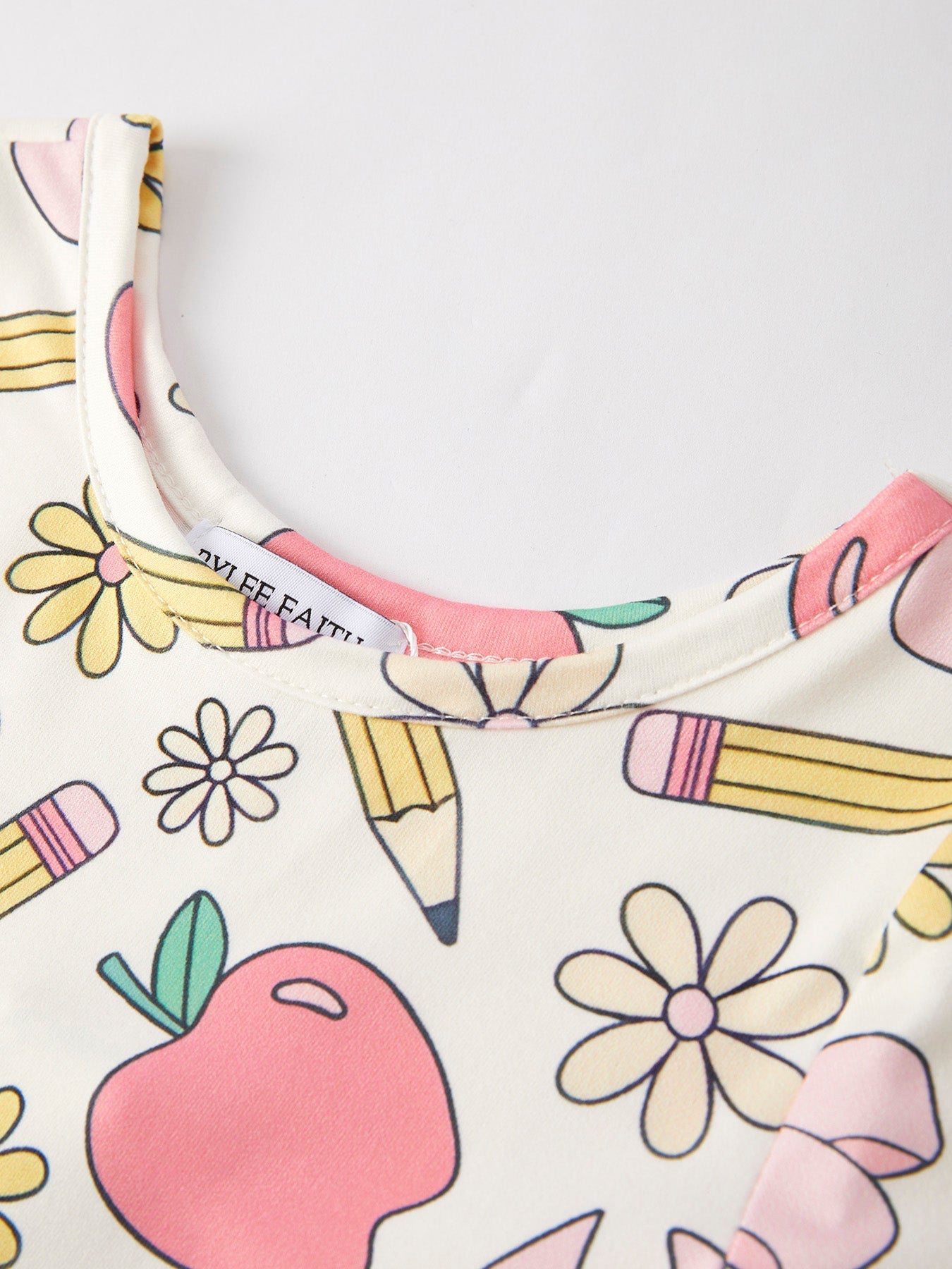 Back to School Apple, Pencil, and Floral Print Girls Dress - Abbies Place