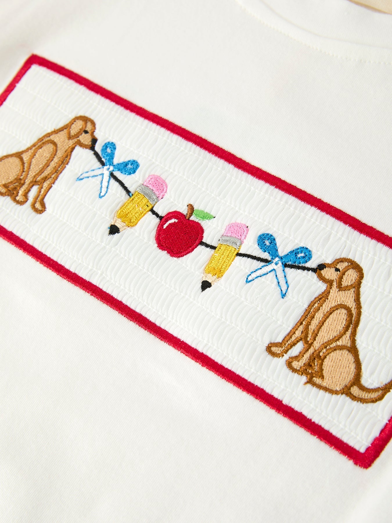 Back To School Apple Pencil Embroidery Boy Top Shorts Set - Abbies Place