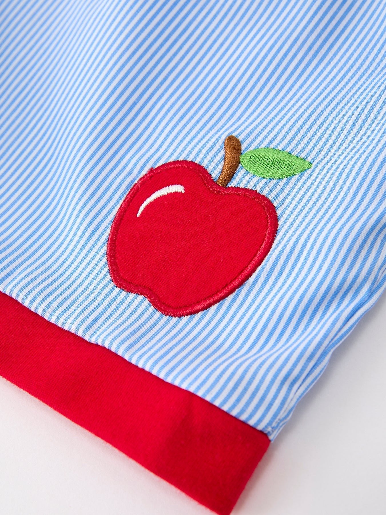Back To School Apple Pencil Embroidery Boy Top Shorts Set - Abbies Place