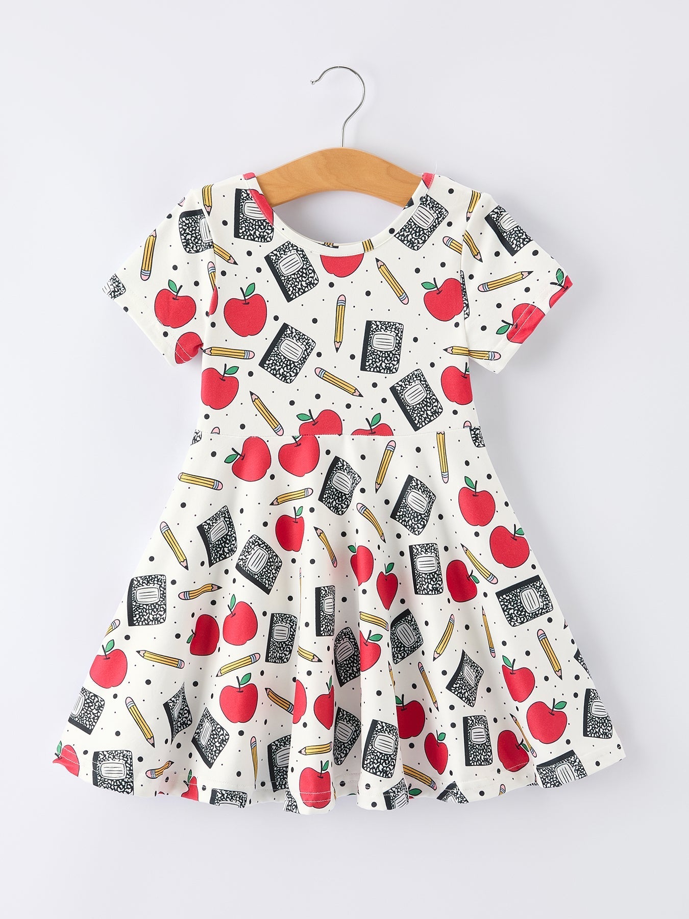 Back to School Apple Pencil Print Girls Dress - Abbies Place