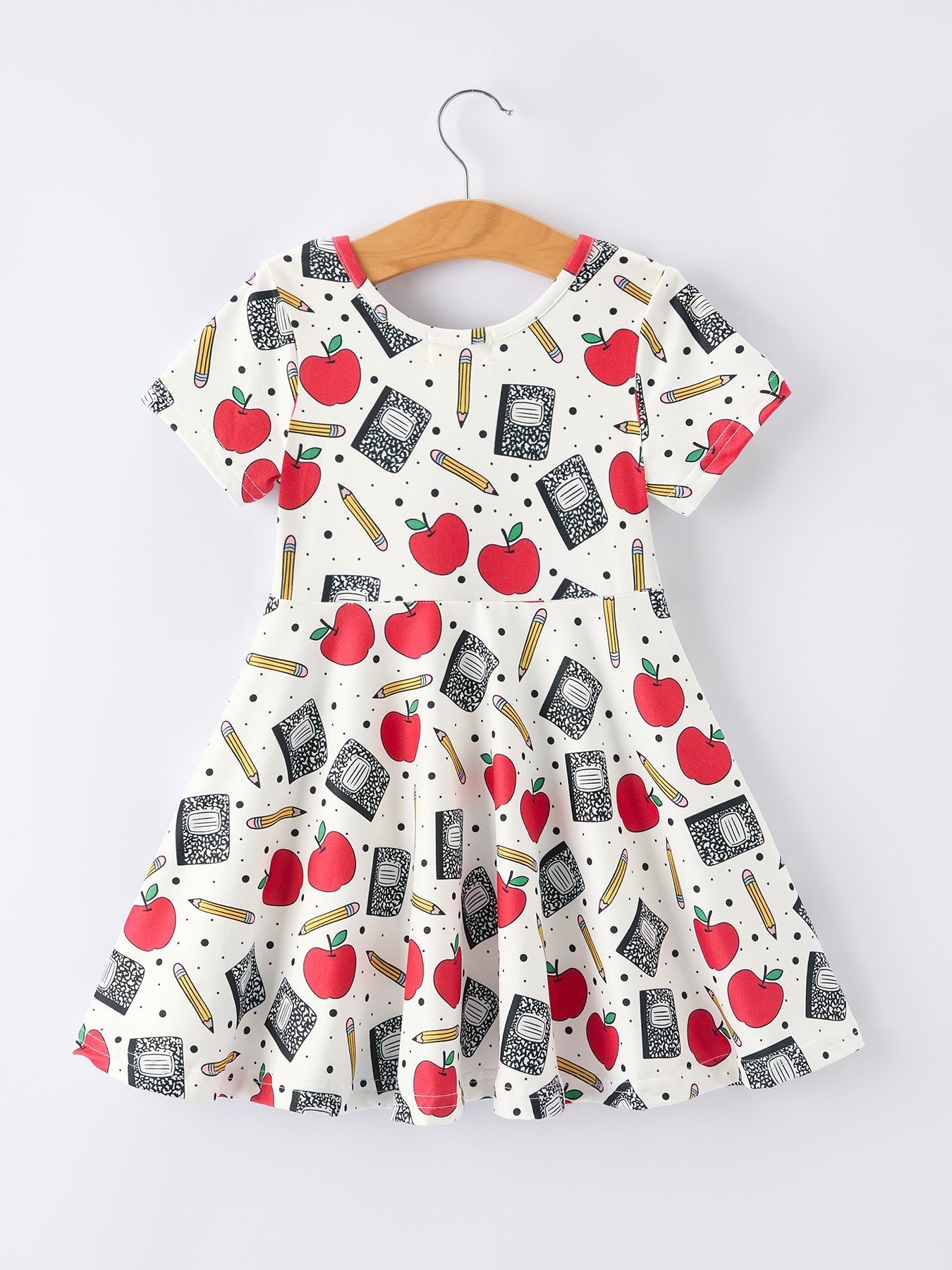 Back to School Apple Pencil Print Girls Dress - Abbies Place