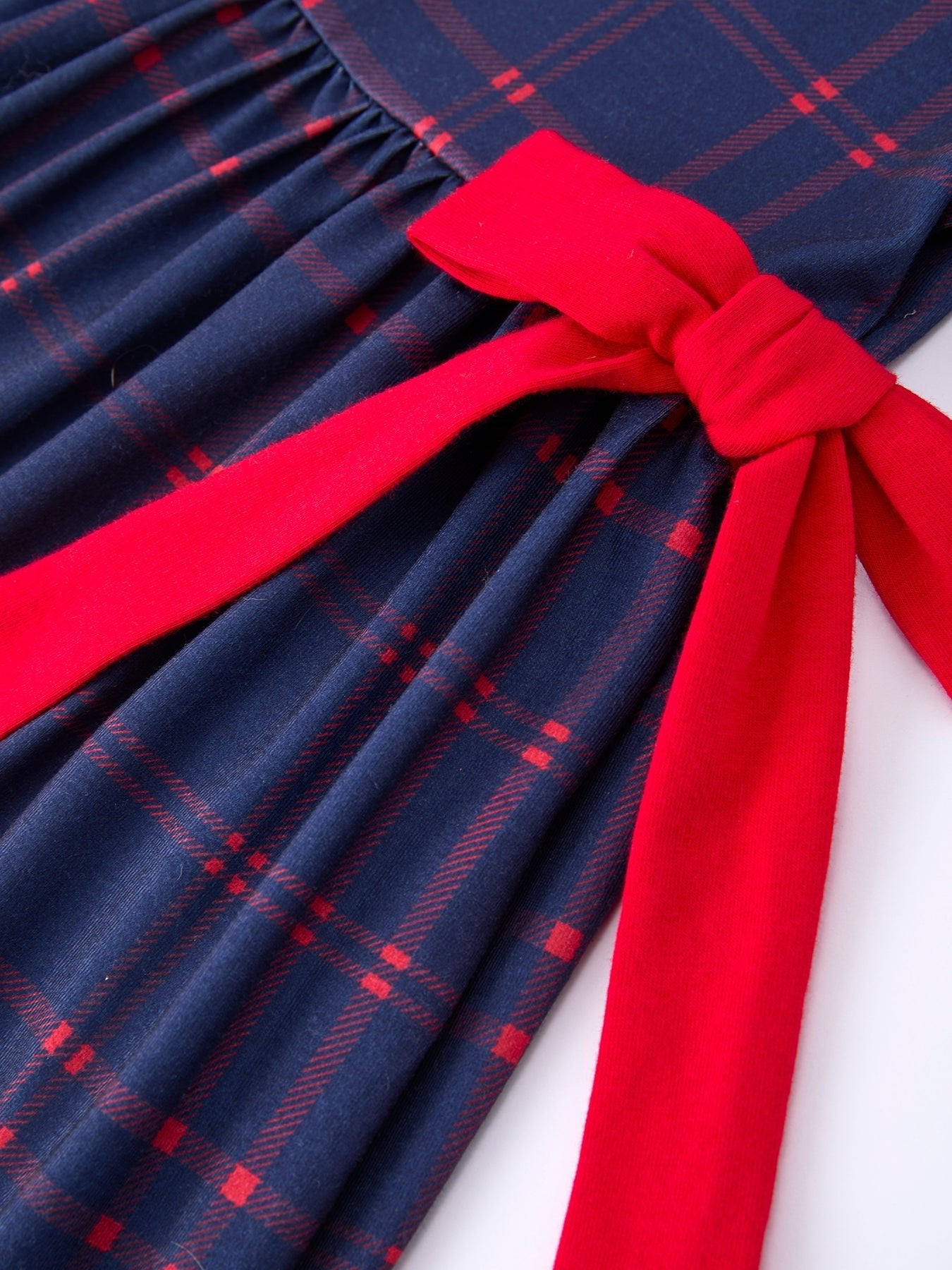 Back To School Apple Plaid Girls Dress Scallop Hem Bow - Abbies Place
