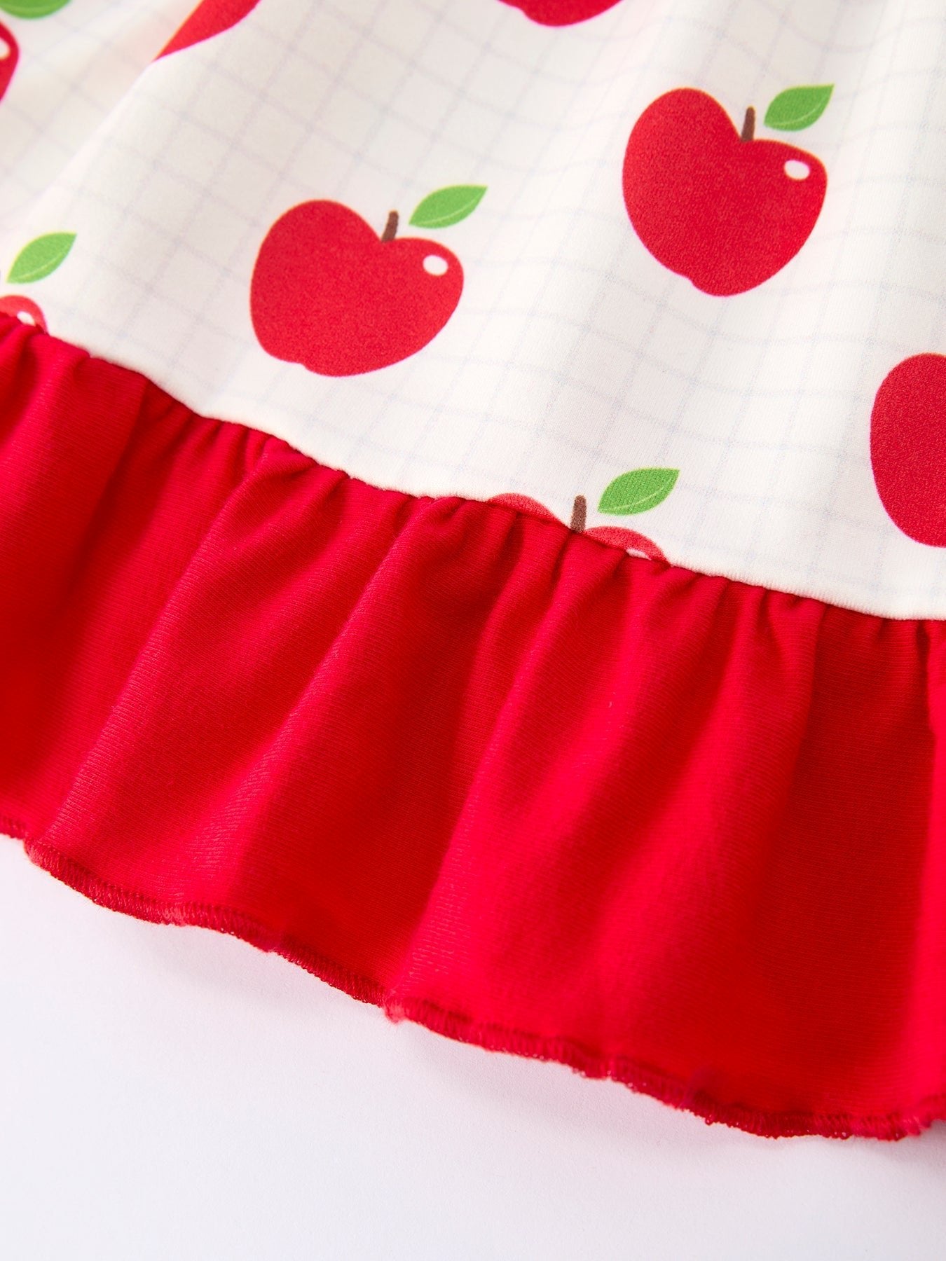 Back to School Apple Stripe Girls Ruffle Dress - Abbies Place