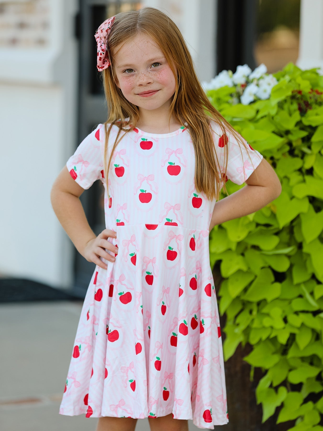 Back to School Apple Striped Sweet Girl Dress - Abbies Place