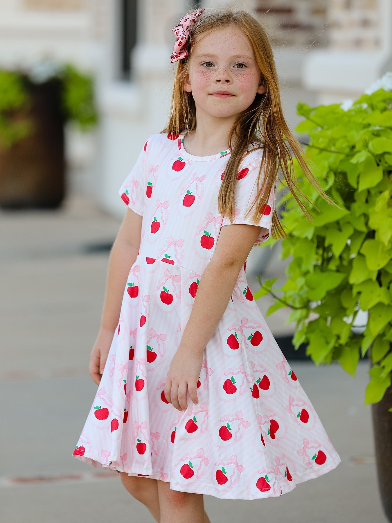 Back to School Apple Striped Sweet Girl Dress - Abbies Place
