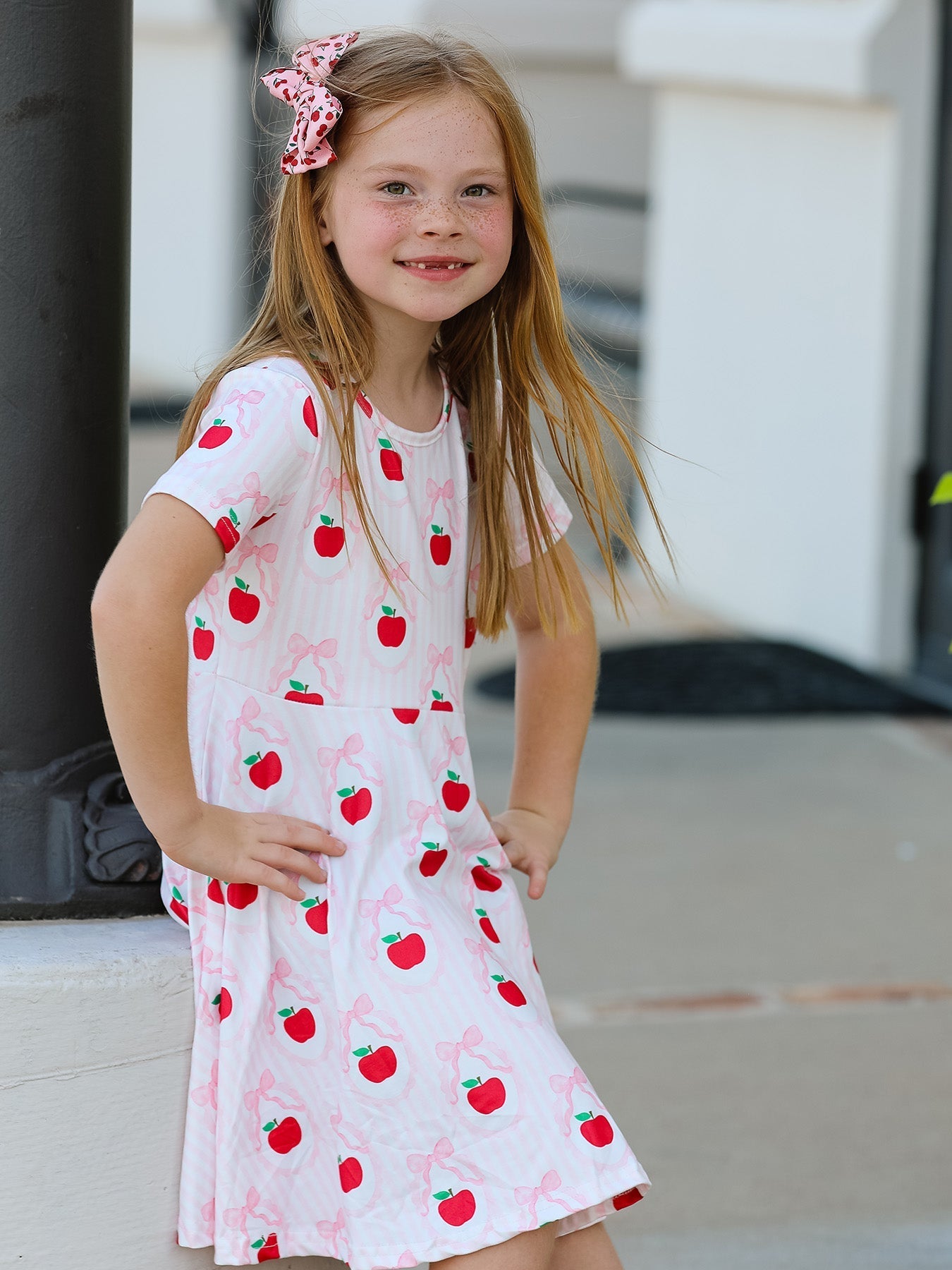 Back to School Apple Striped Sweet Girl Dress - Abbies Place