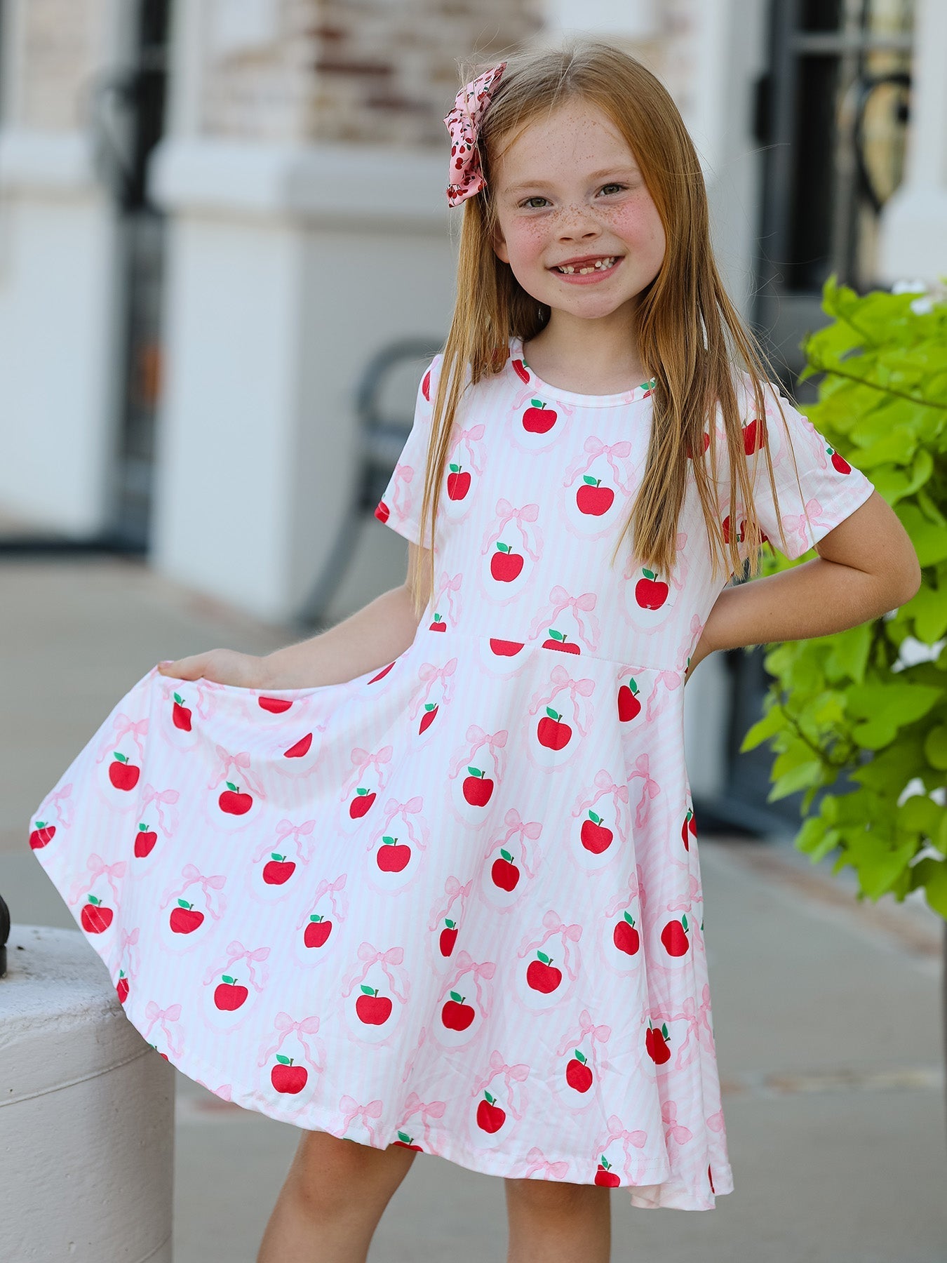 Back to School Apple Striped Sweet Girl Dress - Abbies Place