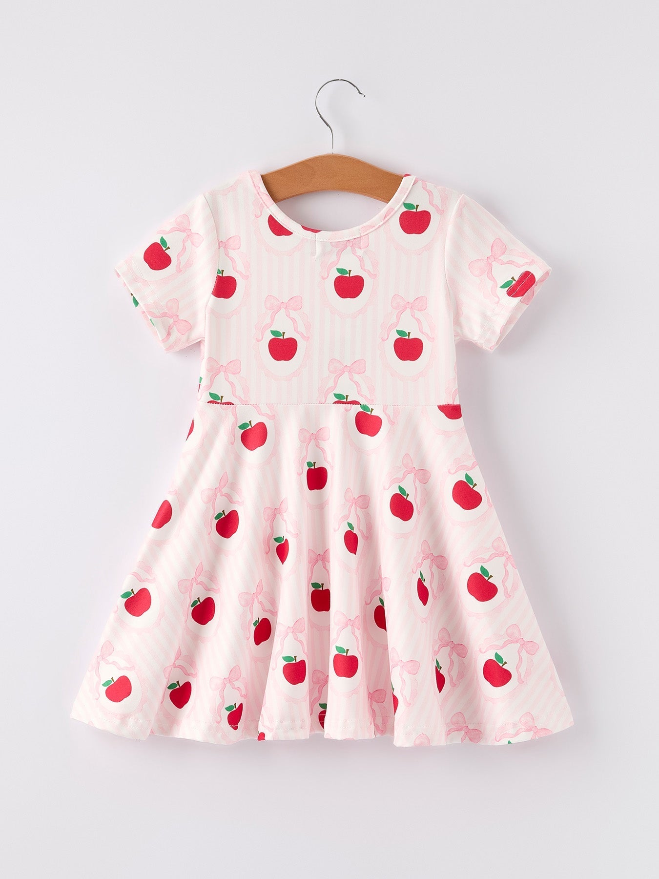 Back to School Apple Striped Sweet Girl Dress - Abbies Place
