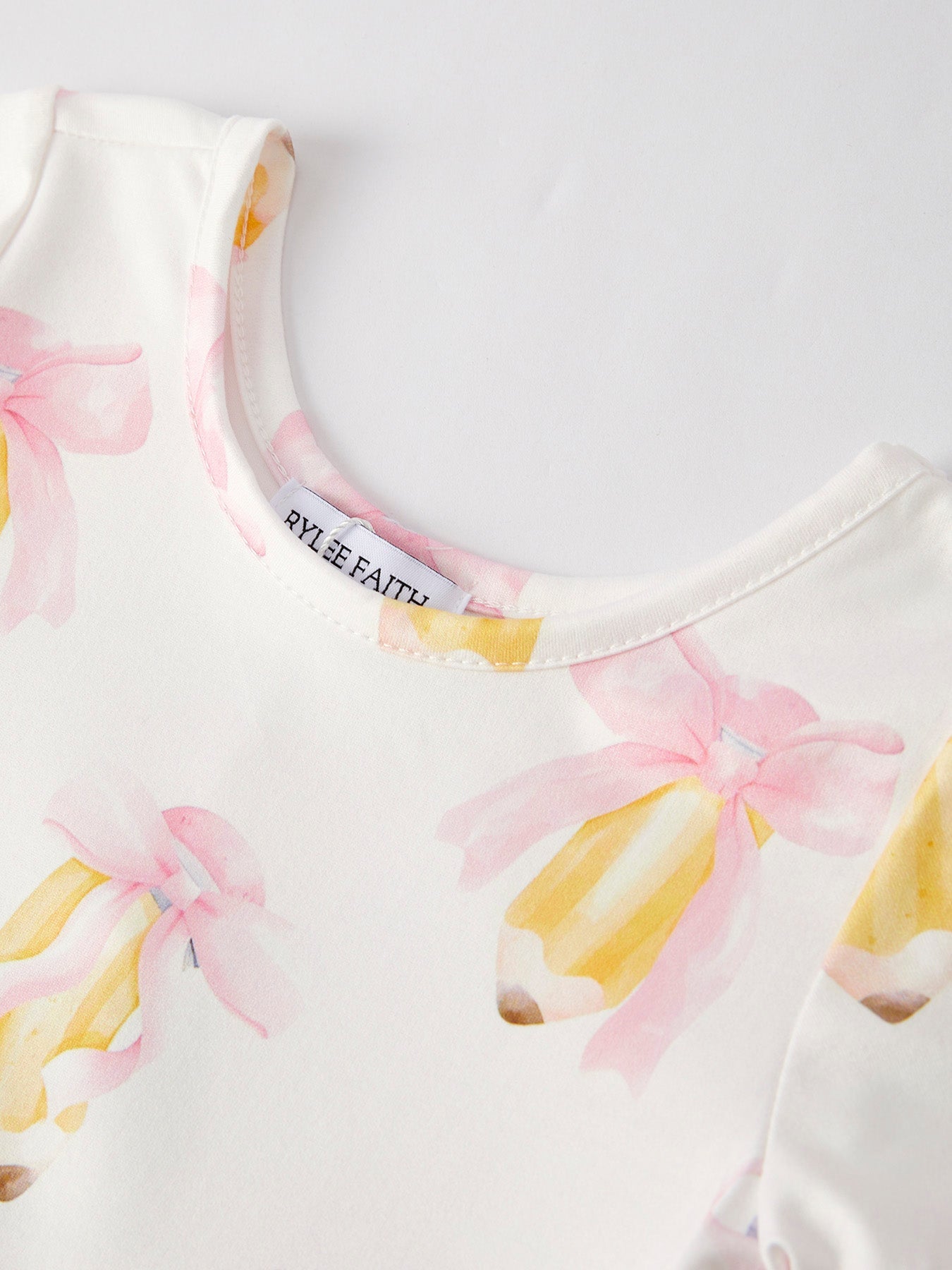 Back to School Bow Pencil Print Girls Dress - Abbies Place