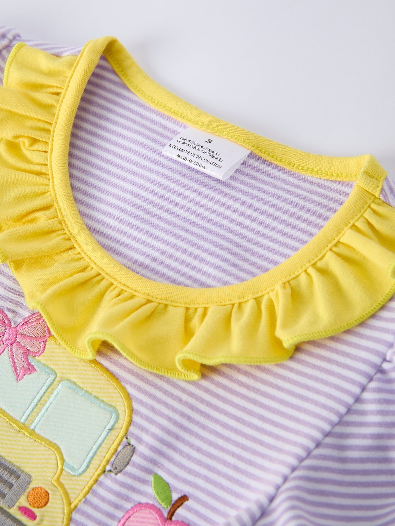 Back to School Bus Applique Ruffle Pocket Girls Dress - Abbies Place