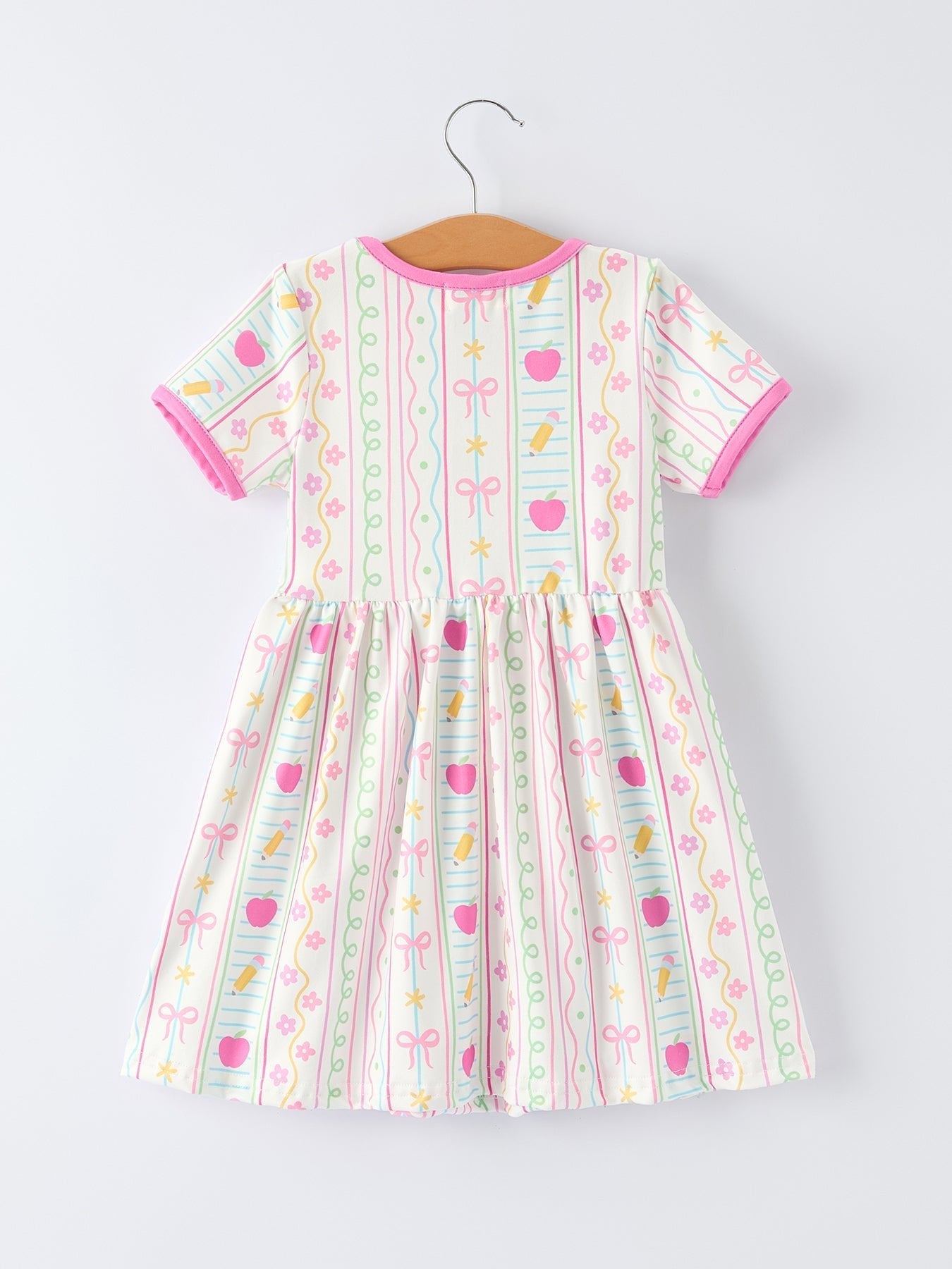 Back to School Girl Short Sleeve Dress Pocket Detail - Abbies Place