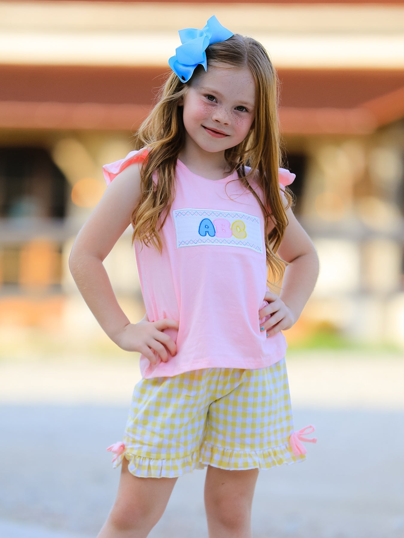 Back To School Girls "ABC" Embroidered Ruffle Set - Abbies Place